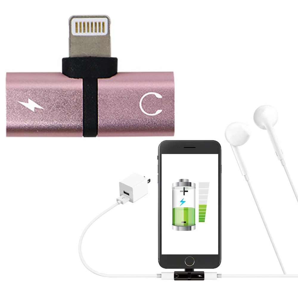 New Mini 2-in-1 Lightning iOS Multi-Function Connector Adapter with Charge Port and Headphone Jack